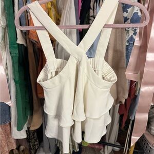 Amanda Uprichard Cream Ruffle Sleeveless Blouse